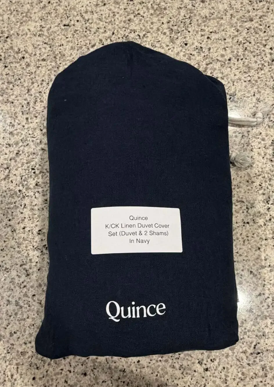 Quince K/CK Linen Duvet Cover Set (Duvet & 2 Shams) In Navy